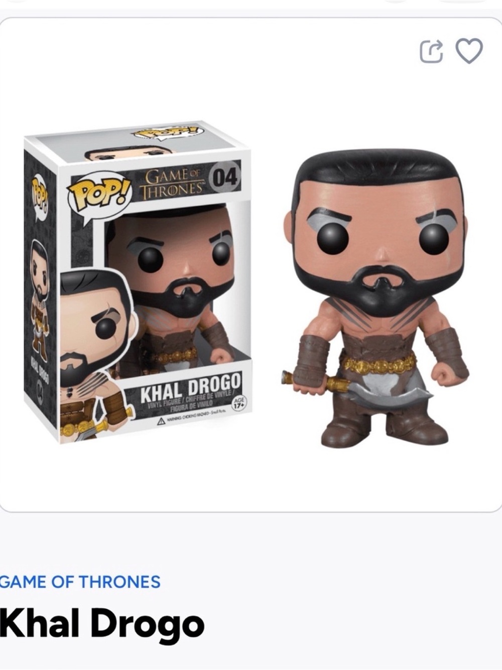 Funko Pop! Game of Thrones Khal Drogo Vinyl Figure - Black, Brown, Gold- 04